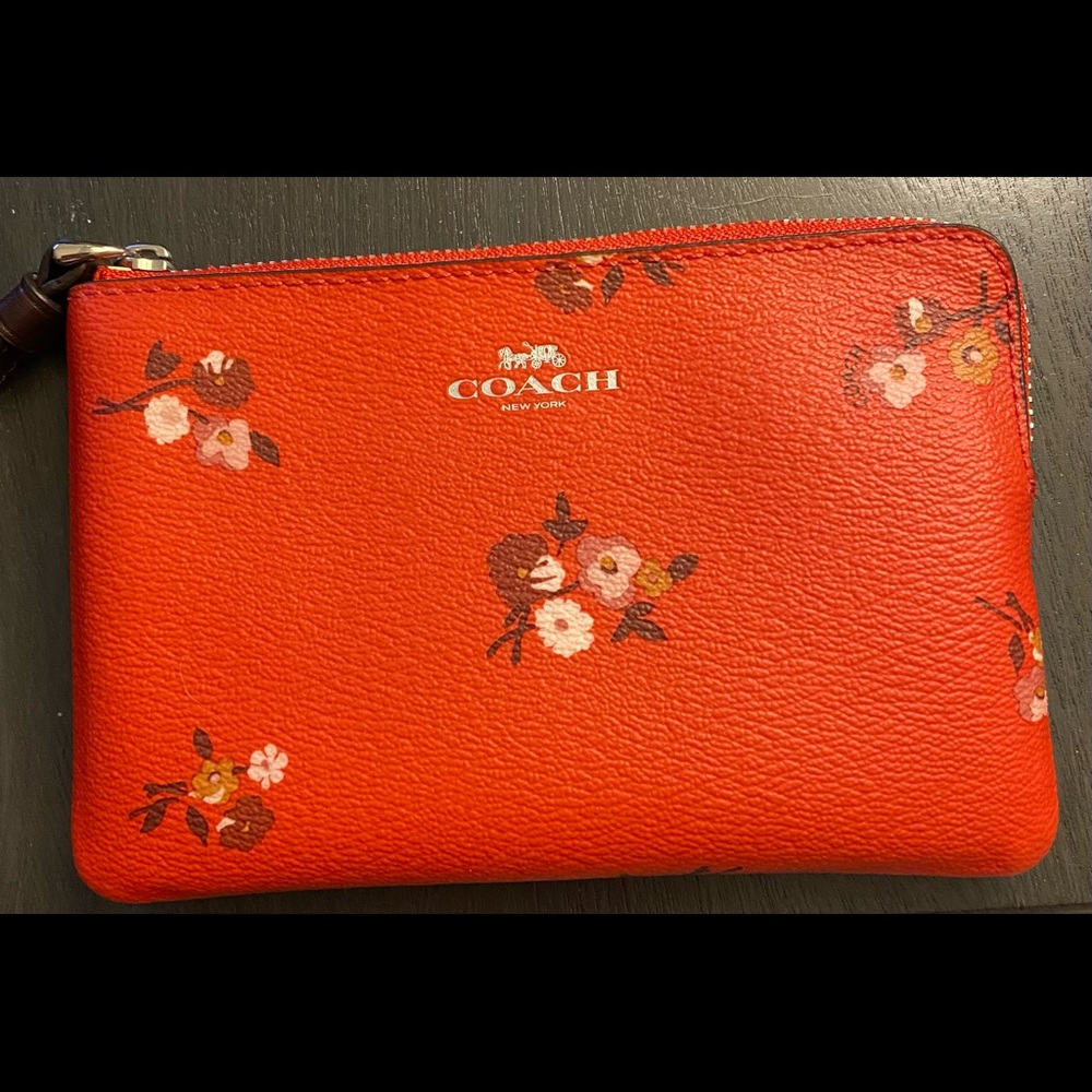Cherry red COACH Wristlet